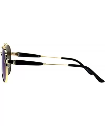 Womens Fashion Aviator Sunglasses Designer Navigator Style UV 400 - Gold Black (Blue Mirror) - CU18NETHTM9 $14.60 Aviator