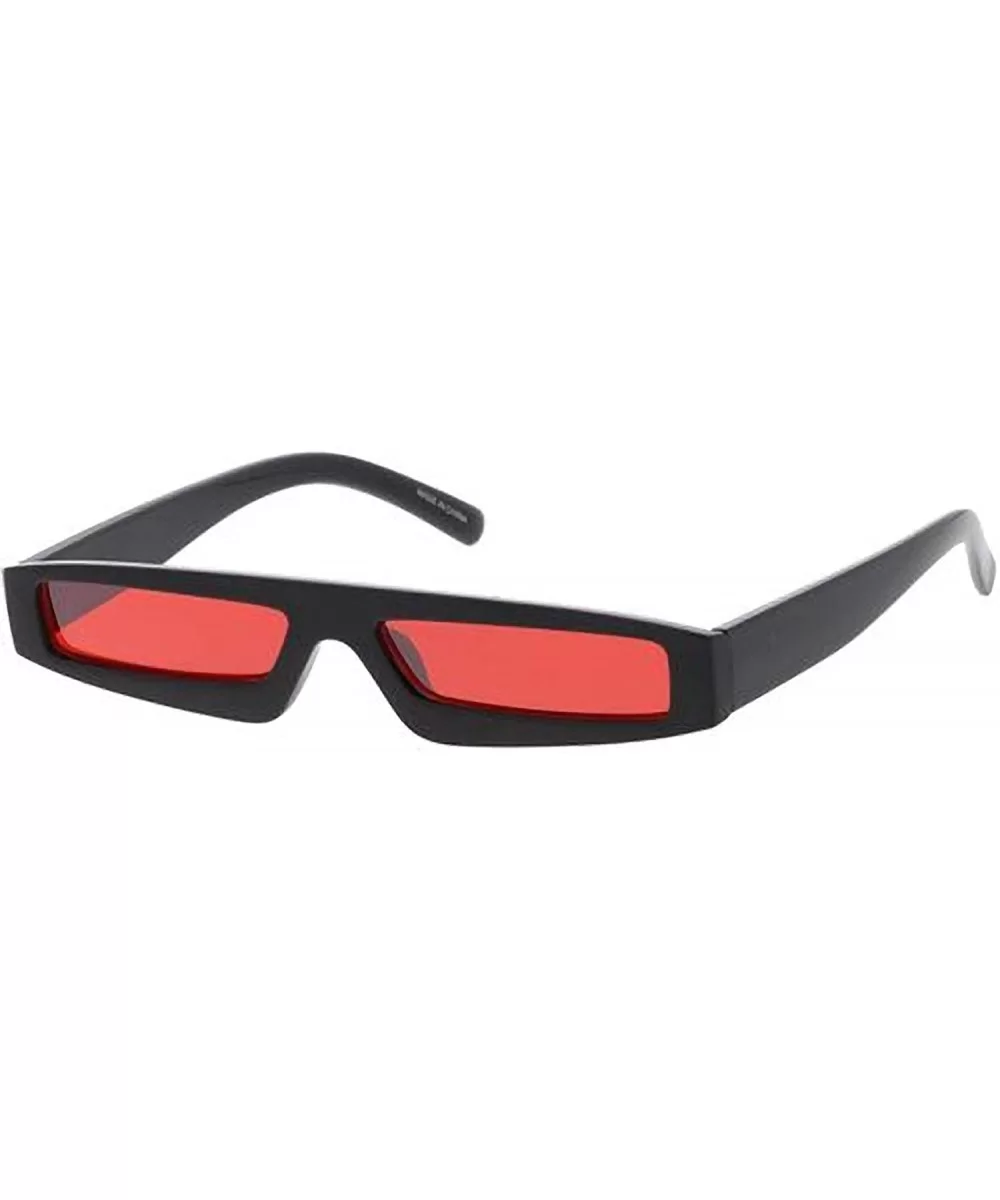 Small Tiny Rectangular Box Frame Sleek Fashion Sunglasses - Red - C718U0OLEXS $13.93 Rectangular