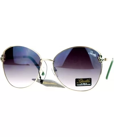 Womens Oversize Flower Jewel Pin Metal Butterfly Sunglasses - Olive - CK11AU12LQB $13.44 Oversized