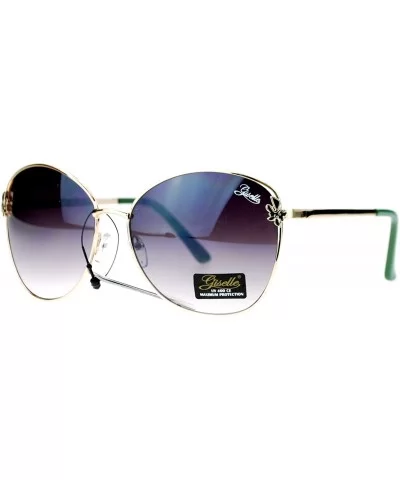 Womens Oversize Flower Jewel Pin Metal Butterfly Sunglasses - Olive - CK11AU12LQB $13.44 Oversized