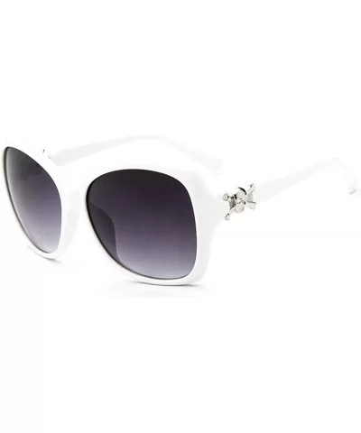 Classic Retro Skull Sunglasses for Unisex PC AC UV 400 Protection Sunglasses - White - C518SZU635D $22.90 Oval