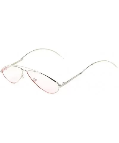 Slim Inverted Drooping Cat Eye Metal Wire Frame Sunglasses - Silver Frame - CG18UWWX6W6 $13.50 Cat Eye