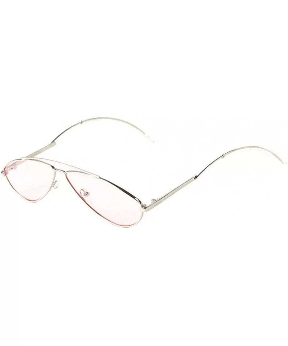 Slim Inverted Drooping Cat Eye Metal Wire Frame Sunglasses - Silver Frame - CG18UWWX6W6 $13.50 Cat Eye