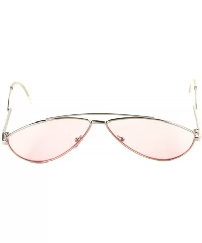 Slim Inverted Drooping Cat Eye Metal Wire Frame Sunglasses - Silver Frame - CG18UWWX6W6 $13.50 Cat Eye