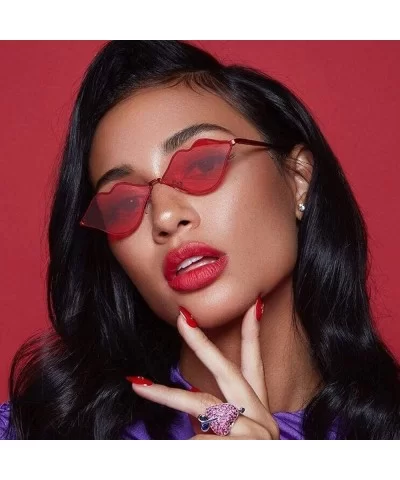 Women Man Fashion Vintage Lips Irregular Shape Sunglasses-Eyewear Retro Unisex - A - C918OZI0705 $7.11 Rectangular