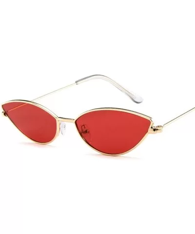 2019 New Cute Sexy Sunglases Retro Cat Eye Sunglasses Women Metal Triangle Blue - Red - CT18XGE5D25 $11.80 Aviator