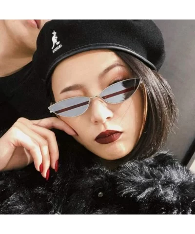 2019 New Cute Sexy Sunglases Retro Cat Eye Sunglasses Women Metal Triangle Blue - Red - CT18XGE5D25 $11.80 Aviator