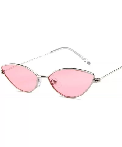 2019 New Cute Sexy Sunglases Retro Cat Eye Sunglasses Women Metal Triangle Blue - Red - CT18XGE5D25 $11.80 Aviator