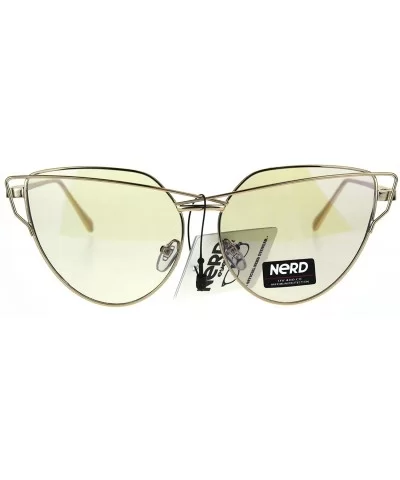 Nerd Cat Eye Metal Rim Light Color Lens Retro Sunglasses - Gold - CK186AGOUT0 $17.01 Cat Eye