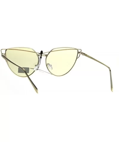 Nerd Cat Eye Metal Rim Light Color Lens Retro Sunglasses - Gold - CK186AGOUT0 $17.01 Cat Eye