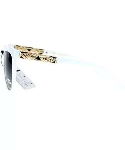 Womens Art Nouveau Deco Metal Engraving Jewel Arm Horned Sunglasses - White Smoke - C212O7ZEO7K $13.95 Rectangular