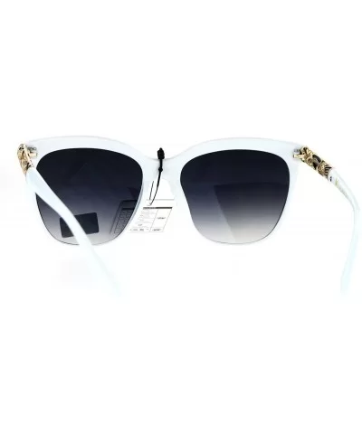 Womens Art Nouveau Deco Metal Engraving Jewel Arm Horned Sunglasses - White Smoke - C212O7ZEO7K $13.95 Rectangular