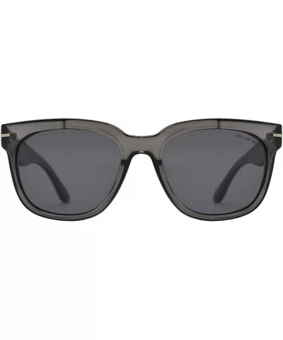 Classic Polarized Square Sunglasses for Women and Men with Faux Wood Temple - Clear Grey Faux + Smoke - CX195CTC8T3 $20.68 Sport