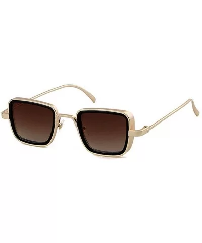Small Square Punk Style Sunglasses Metal Frame glasses male Fashion Mens Goggle - Brown - CU18XDU050Q $18.79 Goggle