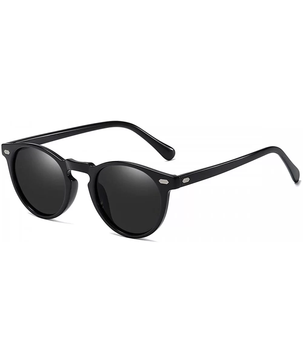 Polarized Round Sunglasses for Women Classic Retro Designer Style Driving Shades Glasses - Black - CW193N82YGD $28.30 Oversized