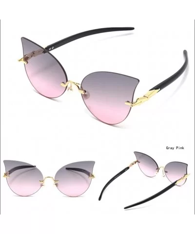 Sunglasses for Women UV400 Protection Fishing and Driving Travelling Trendy Rimless Cat Eye - Gray/Pink - C218WR8G504 $29.40 ...