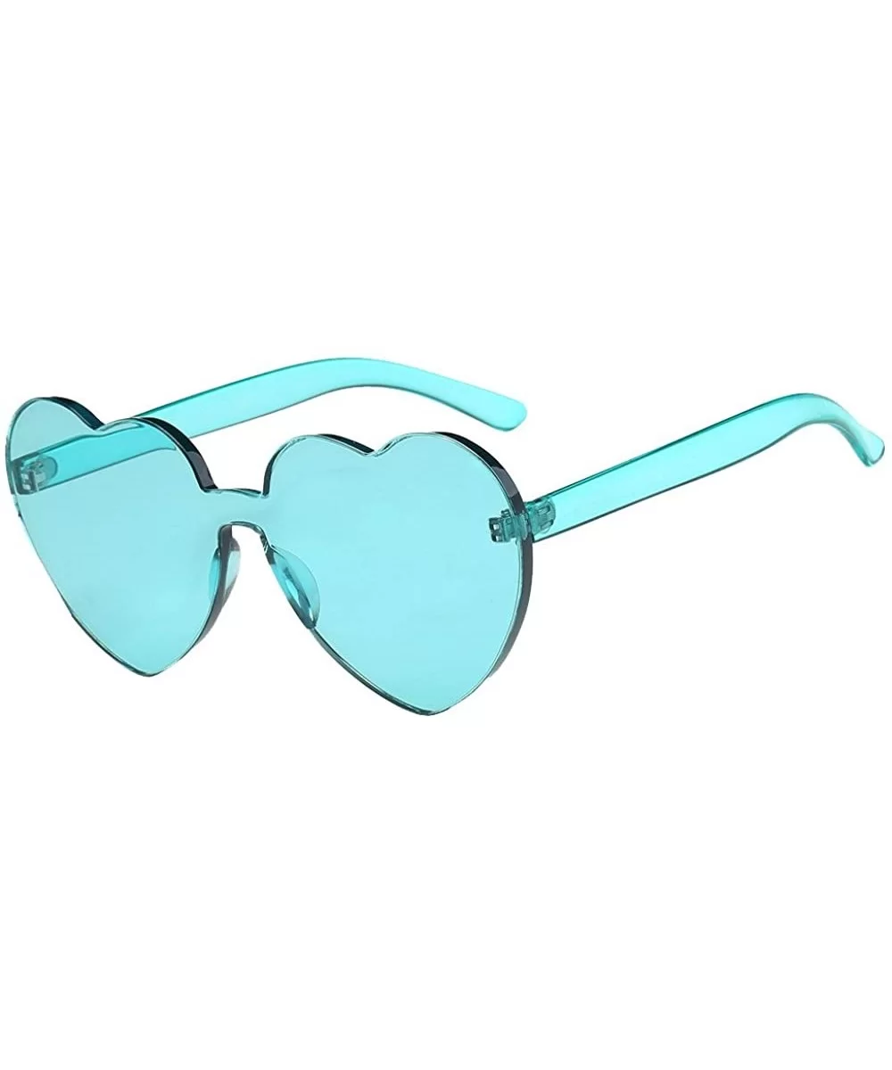 Heart Shape Rimless Sunglasses Transparent Candy Color Eyewear Resin Lens Sunglasses - F - CW1908NCWK3 $11.42 Oval