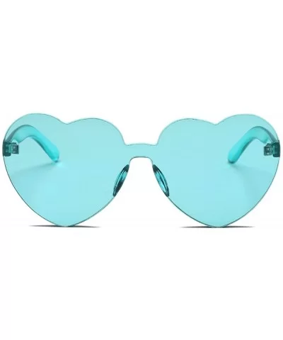 Heart Shape Rimless Sunglasses Transparent Candy Color Eyewear Resin Lens Sunglasses - F - CW1908NCWK3 $11.42 Oval