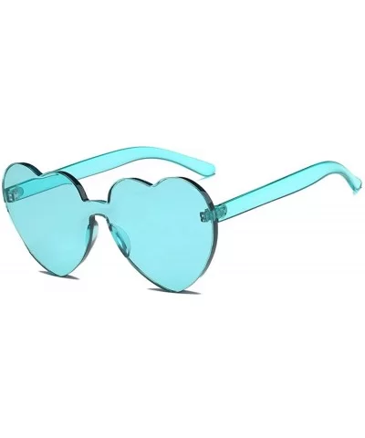 Heart Shape Rimless Sunglasses Transparent Candy Color Eyewear Resin Lens Sunglasses - F - CW1908NCWK3 $11.42 Oval