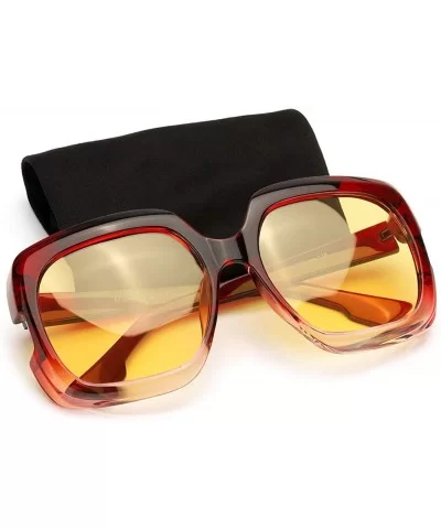 Night-Driving Glasses for Women - HD Polarized Yellow Lens Oversized Frame - CP18WLKRQ60 $28.31 Oversized