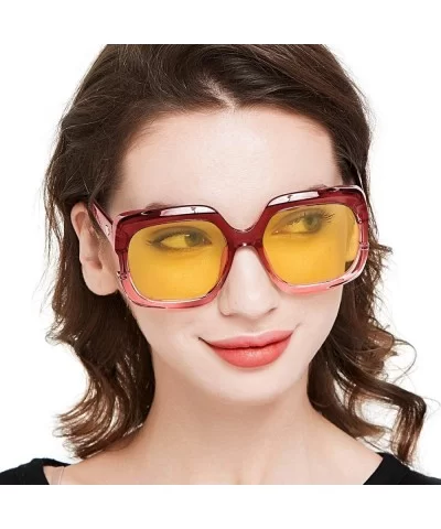 Night-Driving Glasses for Women - HD Polarized Yellow Lens Oversized Frame - CP18WLKRQ60 $28.31 Oversized