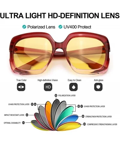 Night-Driving Glasses for Women - HD Polarized Yellow Lens Oversized Frame - CP18WLKRQ60 $28.31 Oversized