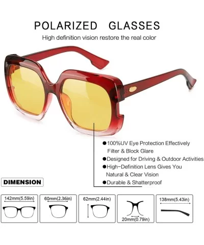 Night-Driving Glasses for Women - HD Polarized Yellow Lens Oversized Frame - CP18WLKRQ60 $28.31 Oversized