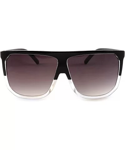 Unisex Oversize Flat Top Square Gradient flat Lens Sunglasses A017 - Black Clear/ Black Gradient - C4185ELME38 $14.28 Square