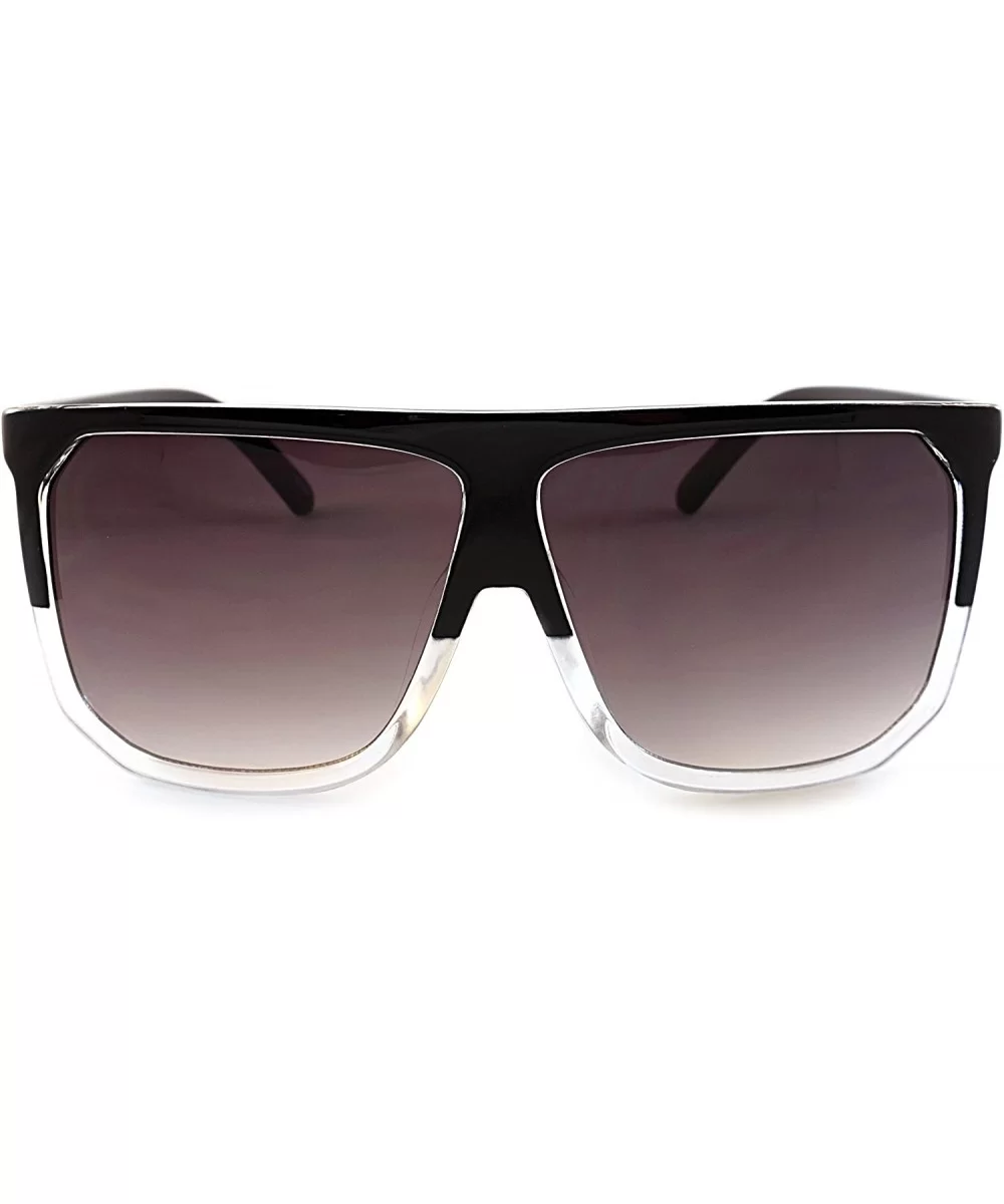 Unisex Oversize Flat Top Square Gradient flat Lens Sunglasses A017 - Black Clear/ Black Gradient - C4185ELME38 $14.28 Square