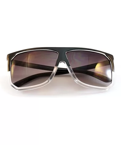 Unisex Oversize Flat Top Square Gradient flat Lens Sunglasses A017 - Black Clear/ Black Gradient - C4185ELME38 $14.28 Square