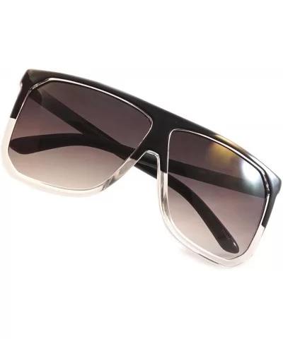 Unisex Oversize Flat Top Square Gradient flat Lens Sunglasses A017 - Black Clear/ Black Gradient - C4185ELME38 $14.28 Square