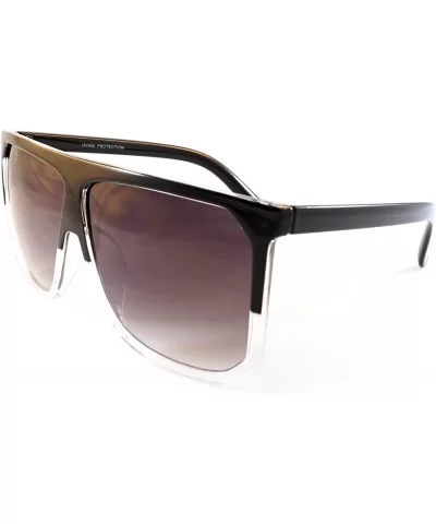 Unisex Oversize Flat Top Square Gradient flat Lens Sunglasses A017 - Black Clear/ Black Gradient - C4185ELME38 $14.28 Square