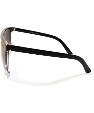 Unisex Oversize Flat Top Square Gradient flat Lens Sunglasses A017 - Black Clear/ Black Gradient - C4185ELME38 $14.28 Square