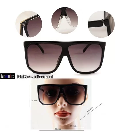 Unisex Oversize Flat Top Square Gradient flat Lens Sunglasses A017 - Black Clear/ Black Gradient - C4185ELME38 $14.28 Square