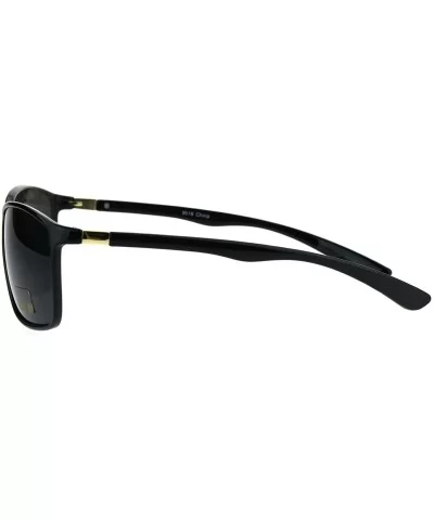 Classic Mens Thin Plastic Rectangle Agent Sport Sunglasses - Shiny Black - CI185CLXLRM $14.26 Rectangular