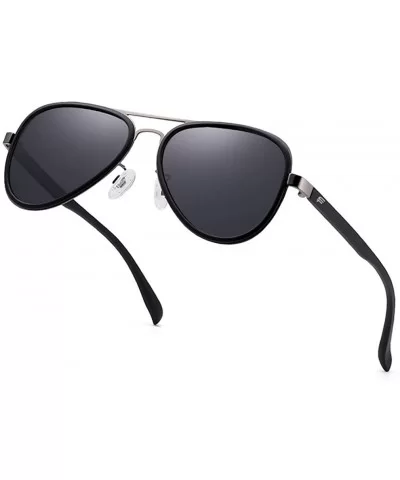 Classic Aviator Mirrored Flat Lens Sunglasses Metal Frame For Men - Black Grey - CK18WK4T5QE $25.51 Goggle