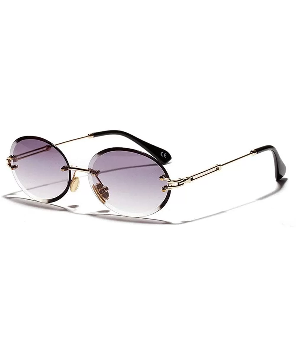 2019 New Fashion Oval Rimless Diamond Cut Edge Women Sunglasses - Grey - CM18HC4WCO2 $19.37 Oval