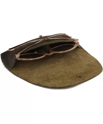 Genuine Leather Eyeglass Case with Button Closure - Green - C618TY0OLDL $21.71 Aviator