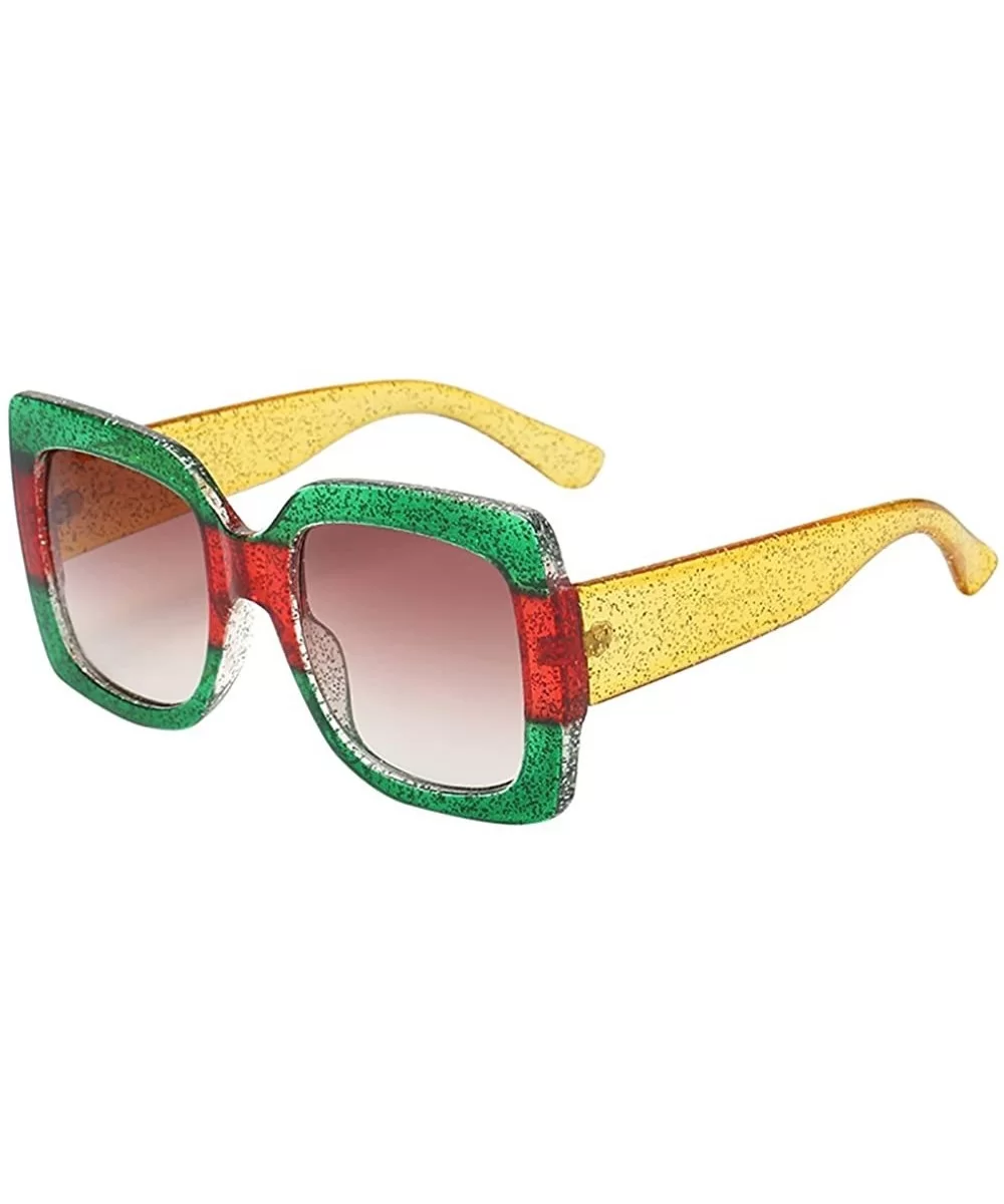 Retro Vintage Square Sunglasses Fashion Cat Eye Eyewear Ladies Shades - D - CS1908NCO97 $12.69 Semi-rimless