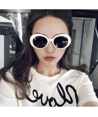 Sunglasses Retro Vintage Unisex Sunglasses Rapper Oval Shades Grunge Glasses - K - CI18H3DCTWH $8.24 Shield