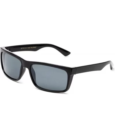 Retro Squared Design Sporty Mens Sunglasses for Men Flash Mirror - Black/Smoke - CP12IGNNDPN $13.67 Sport