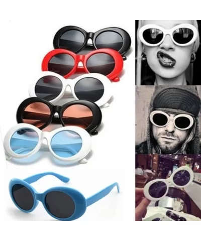 Sunglasses Retro Vintage Unisex Sunglasses Rapper Oval Shades Grunge Glasses - K - CI18H3DCTWH $8.24 Shield