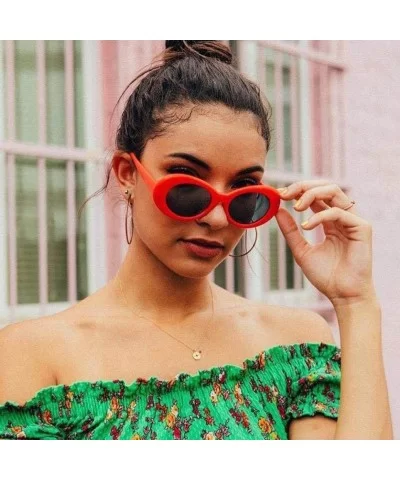 Sunglasses Retro Vintage Unisex Sunglasses Rapper Oval Shades Grunge Glasses - K - CI18H3DCTWH $8.24 Shield