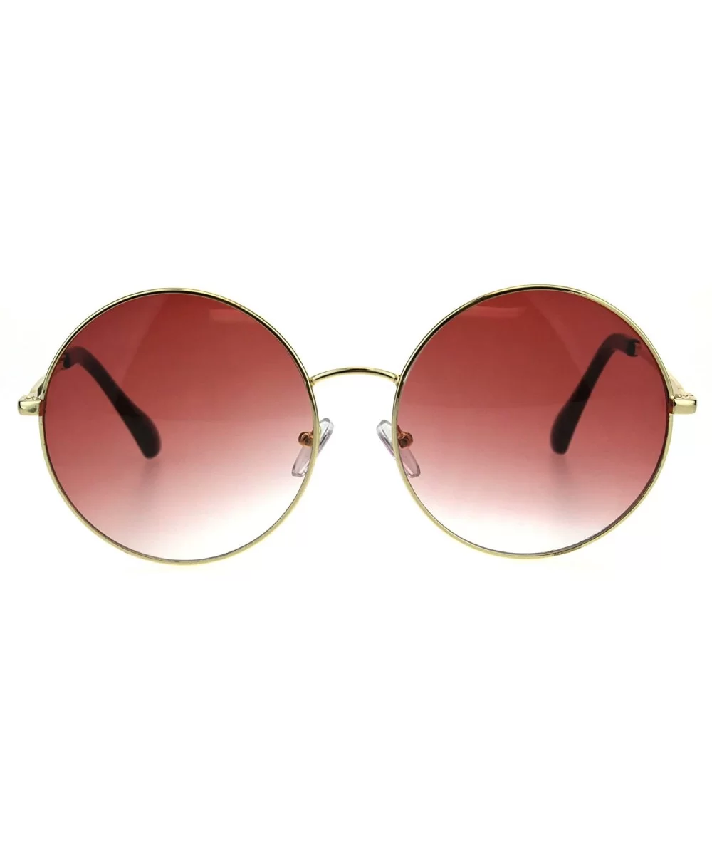 Classic Oversize JoplHippie Round Circle Lens Sunglasses - Gold Burgundy - C418GLZ7ZWK $17.79 Oversized