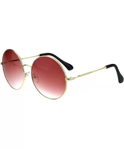 Classic Oversize JoplHippie Round Circle Lens Sunglasses - Gold Burgundy - C418GLZ7ZWK $17.79 Oversized