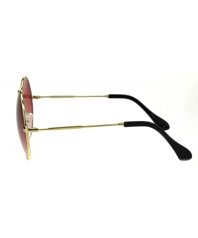 Classic Oversize JoplHippie Round Circle Lens Sunglasses - Gold Burgundy - C418GLZ7ZWK $17.79 Oversized