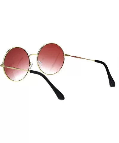 Classic Oversize JoplHippie Round Circle Lens Sunglasses - Gold Burgundy - C418GLZ7ZWK $17.79 Oversized