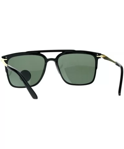 Impact Resistant Glass Lens Sunglasses Unisex Designer Square Frame - Shiny Black - CK18GQT9MKU $13.55 Square