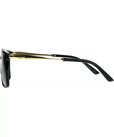 Impact Resistant Glass Lens Sunglasses Unisex Designer Square Frame - Shiny Black - CK18GQT9MKU $13.55 Square