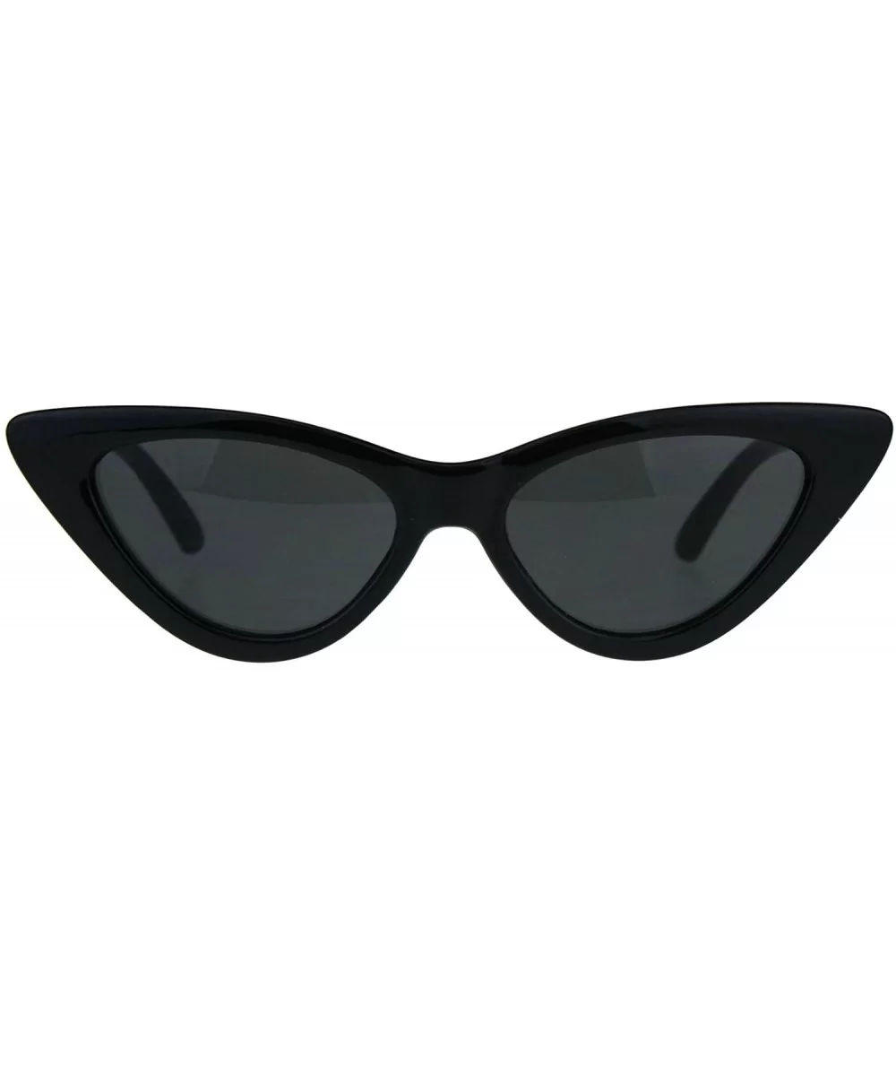 Womens Classic Narrow Cat Eye Gothic Plastic Sunglasses - All Black - CZ189UOK0CK $14.48 Cat Eye